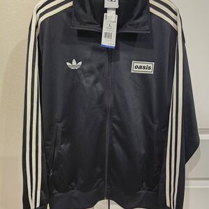 Adidas Men's Black and White Track Jacket